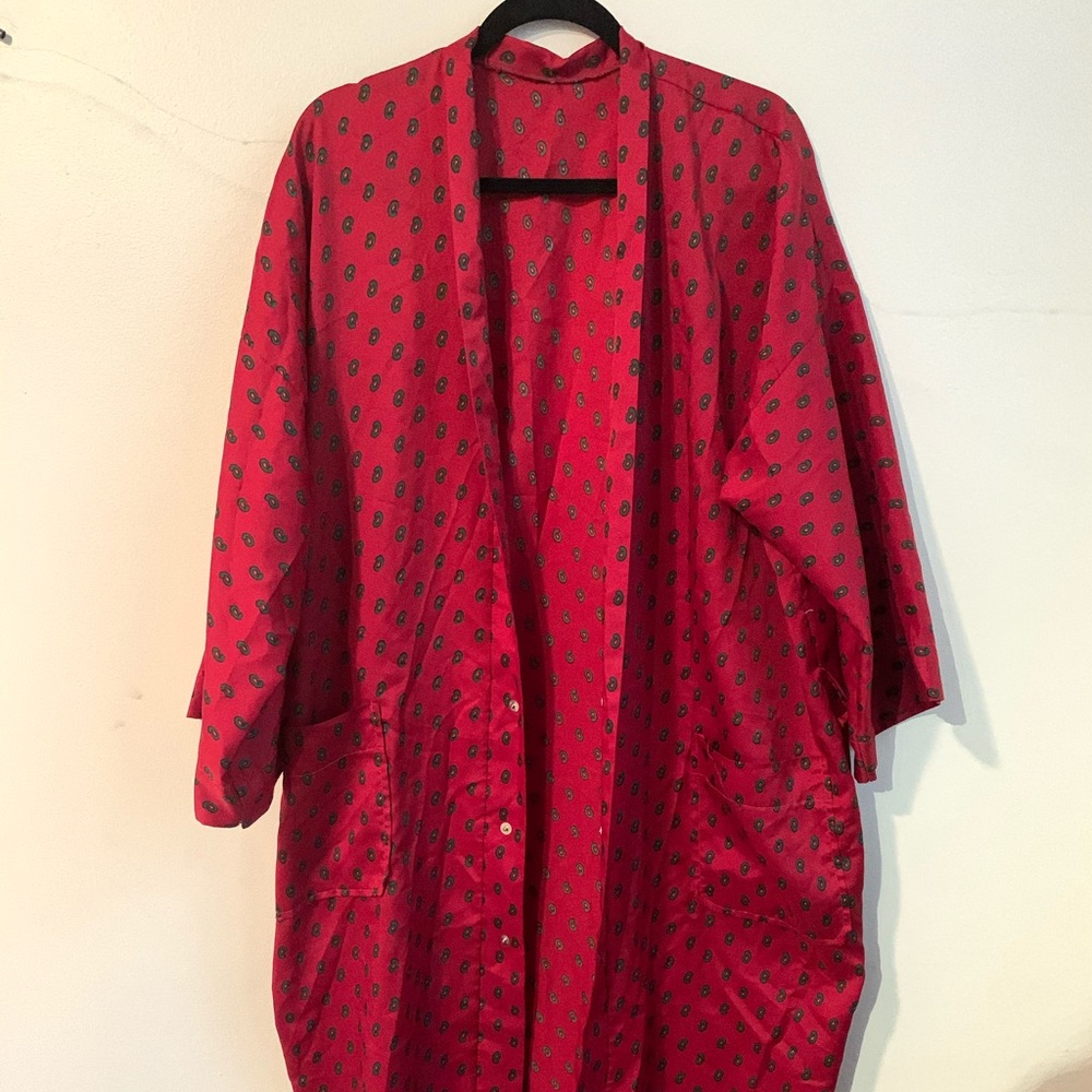 Night Gown / Cover up Red w/ Green Pattern